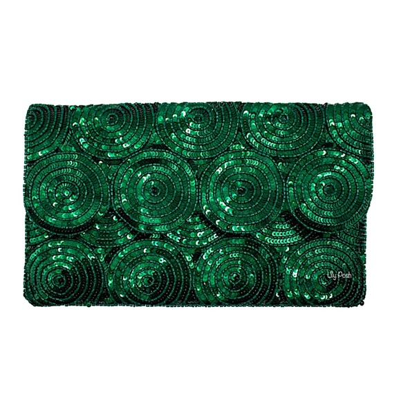 Emerald Green Sequin Clutch, Bridal Clutch, Wedding, Prom, Formal Event - Picture 1 of 2